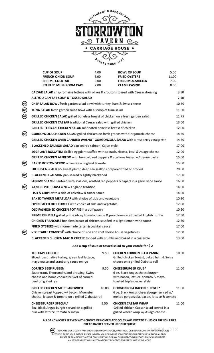 Menu Of Storrowton Tavern In West Springfield MA 01089 thanksgiving-menu