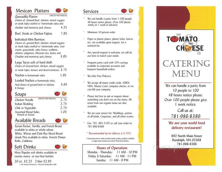 Tomato & Cheese Co - Randolph, MA menu_pic