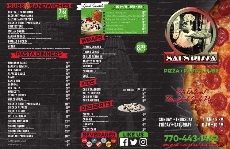 Sal's Pizza - Dallas, GA menu_pic