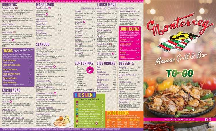 Monterrey Mexican Restaurant - Woodstock, GA menu_pic