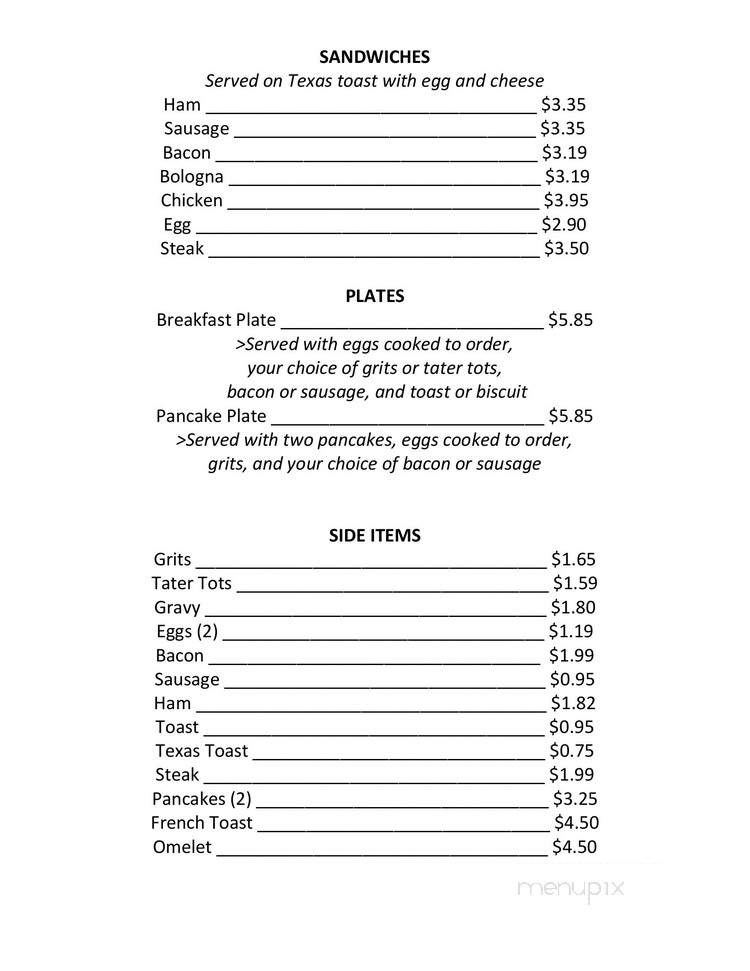 Griffith's Drive-In - Griffin, GA menu_pic