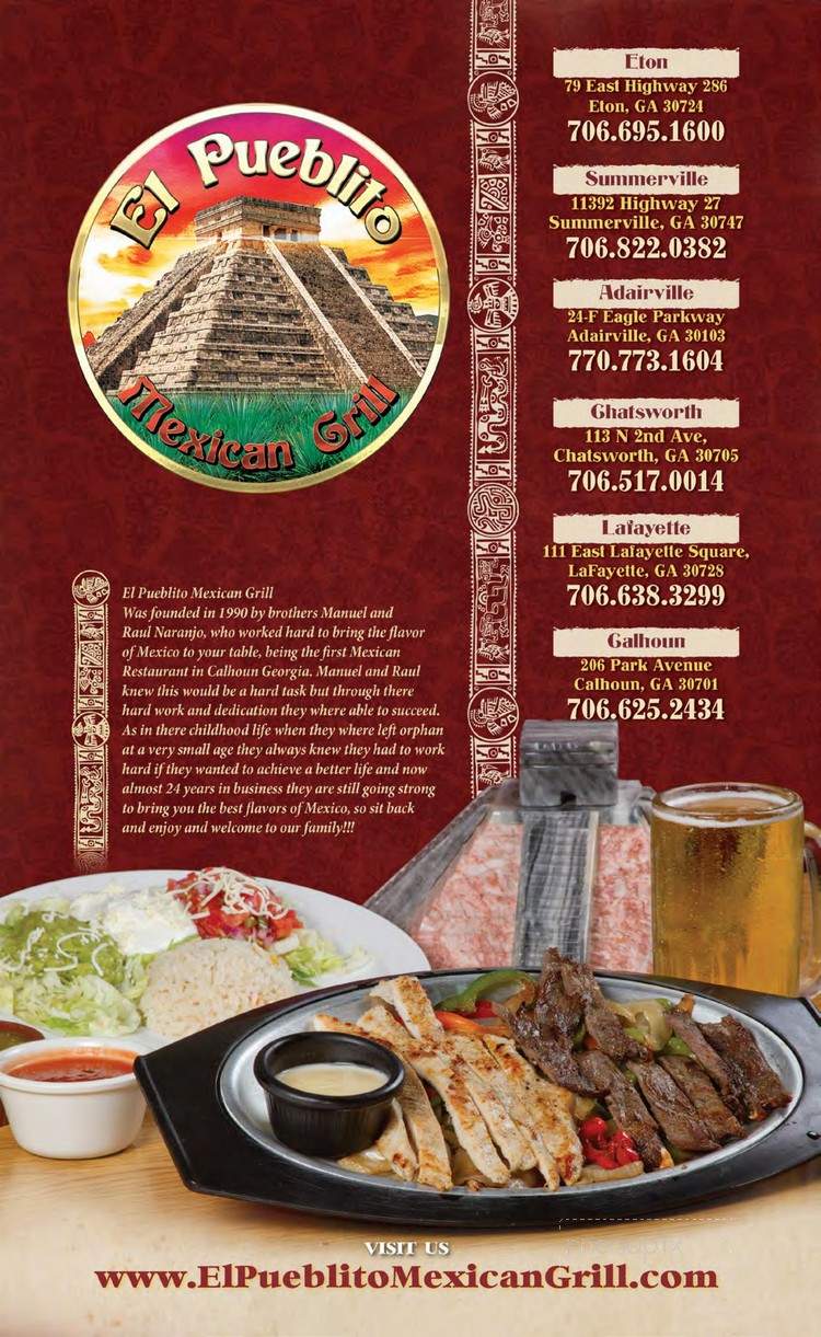 El Pueblito Mexican Restaurant - Calhoun, GA menu_pic