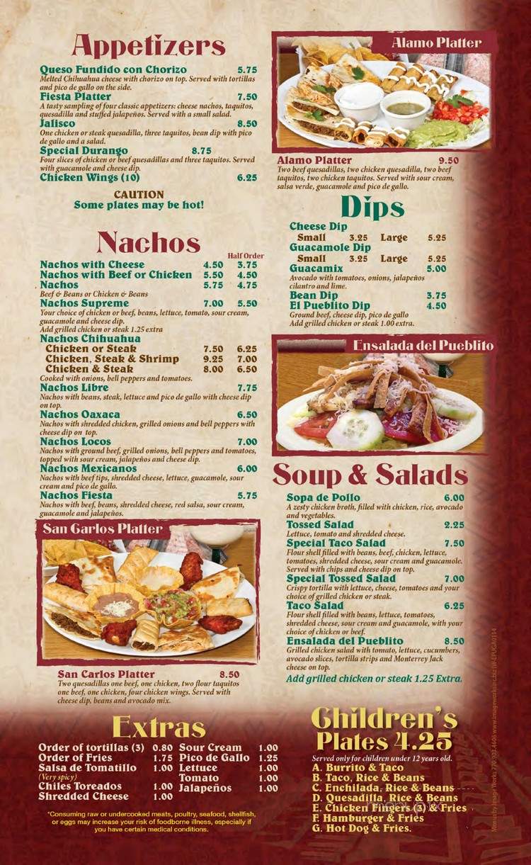 El Pueblito Mexican Restaurant - Calhoun, GA menu_pic