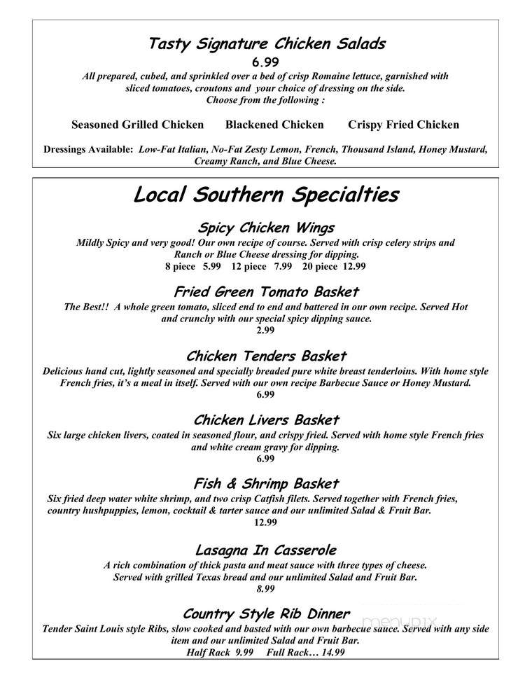 Country Cupboard Restaurant - Byron, GA menu_pic