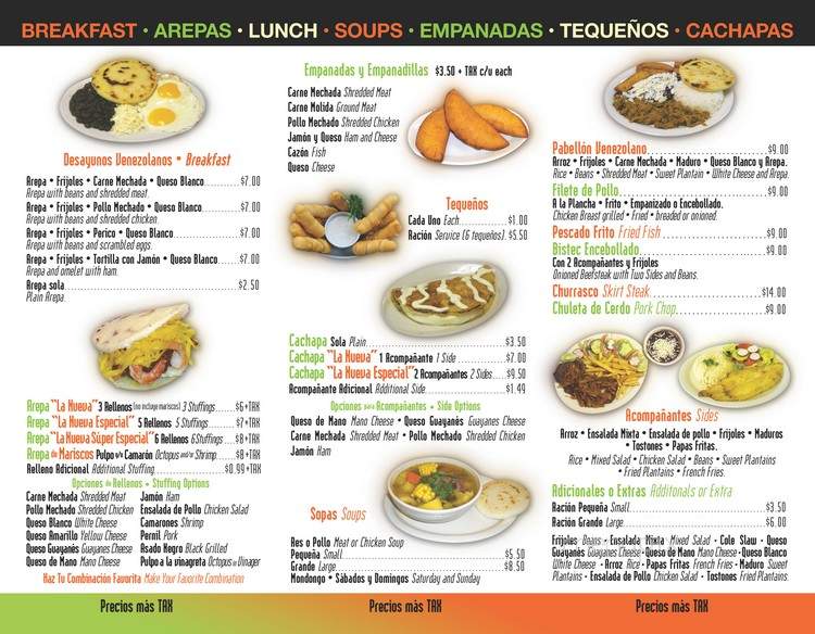 Arepera La Nueva - Orlando, FL menu_pic