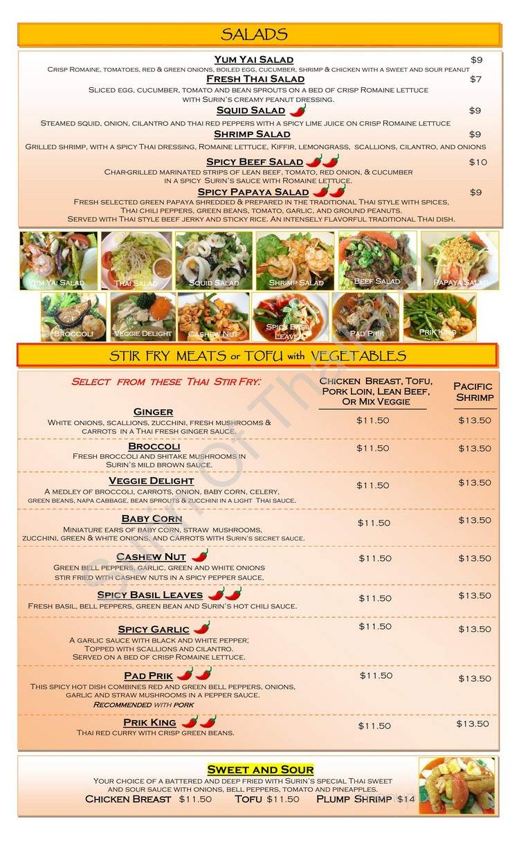Surin Of Thailand - Atlanta, GA menu_pic