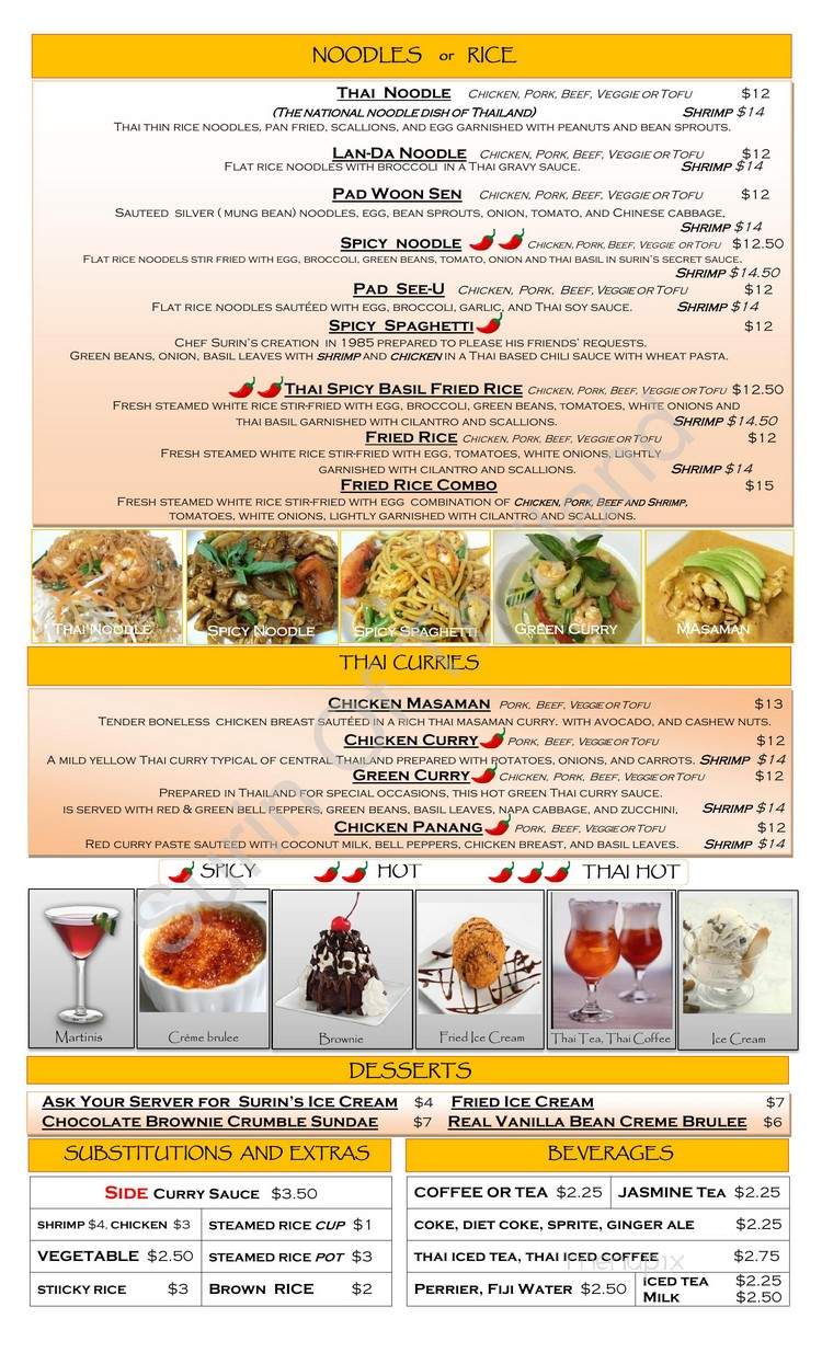 Surin Of Thailand - Atlanta, GA menu_pic