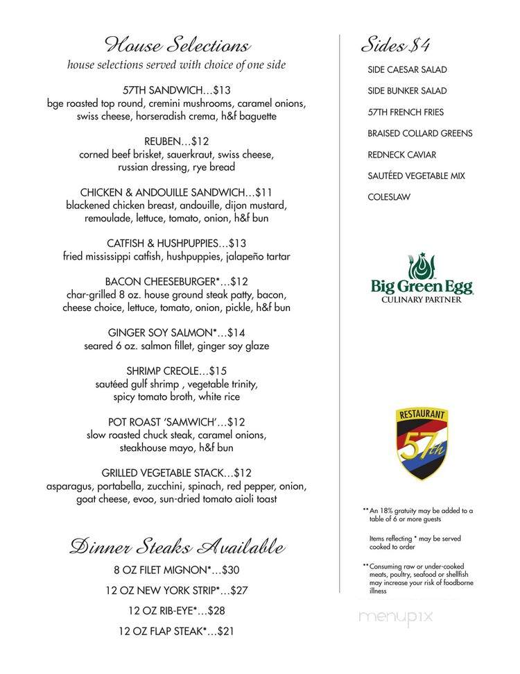 57th Fighter Group Restaurant - Chamblee, GA menu_pic