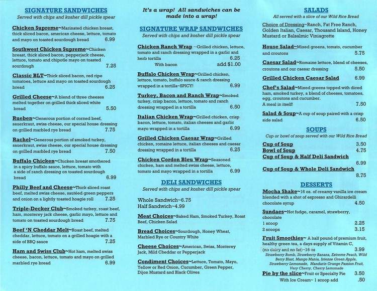 Area 57 Coffee Cafe - Wanamingo, MN menu_pic