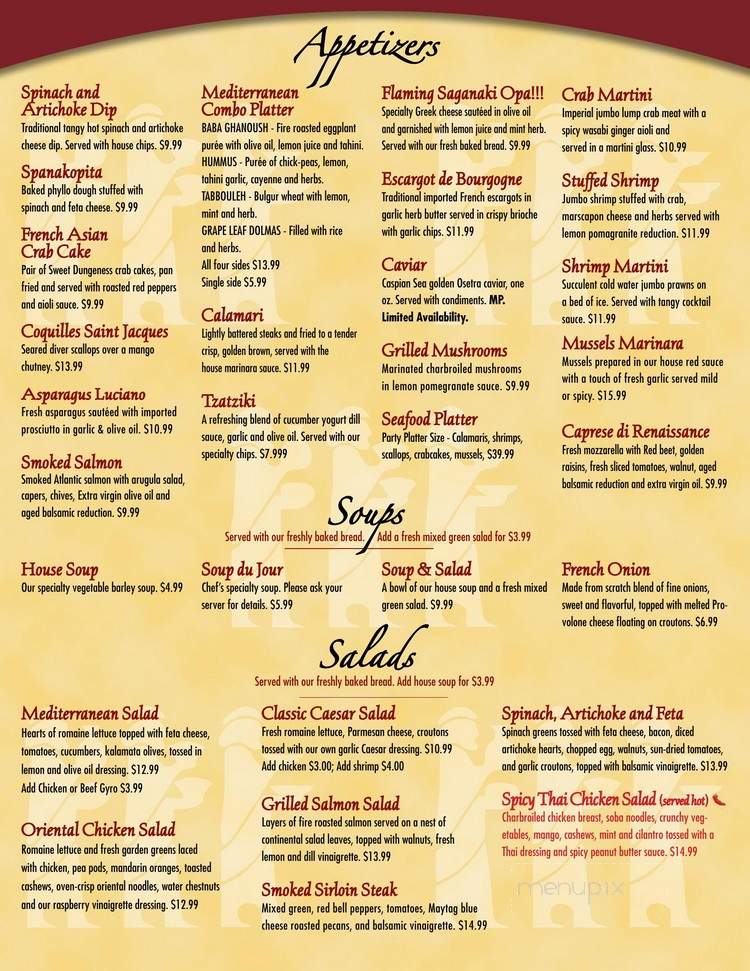 Cafe Renaissance - Waite Park, MN menu_pic