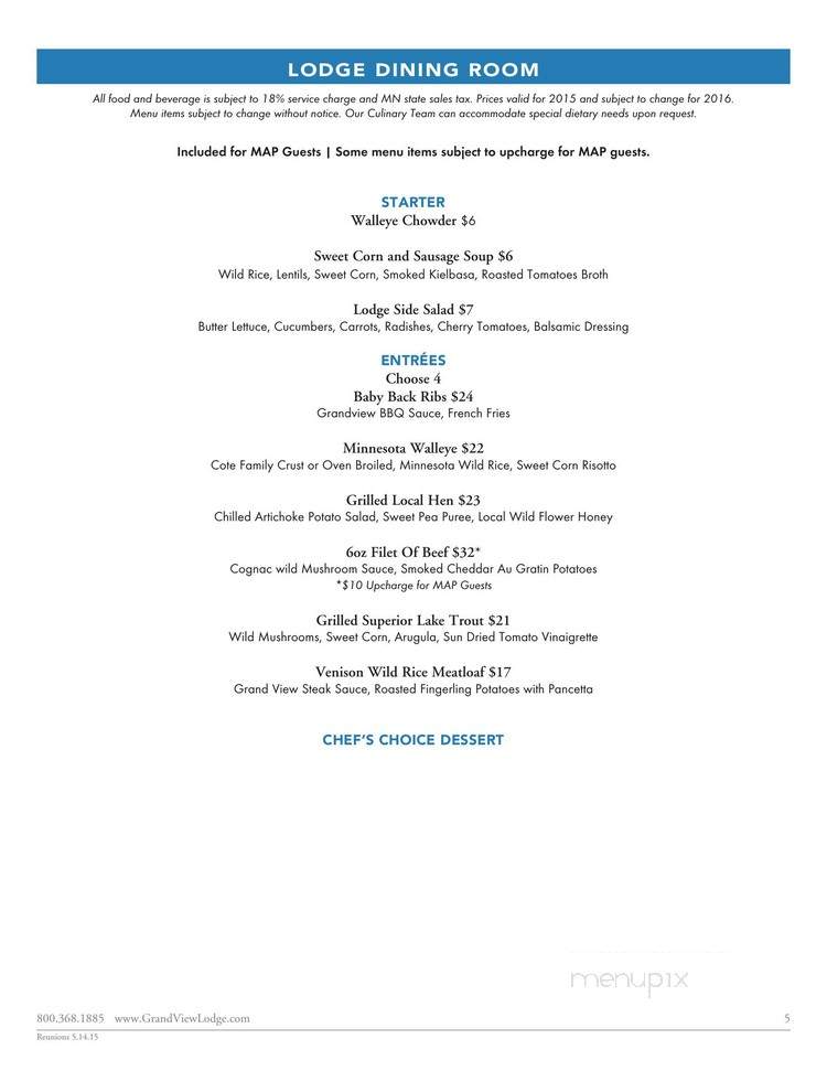 Dining Room At Grand View Ldg - Nisswa, MN menu_pic