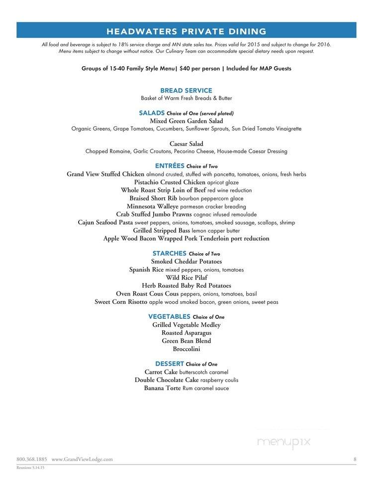 Dining Room At Grand View Ldg - Nisswa, MN menu_pic
