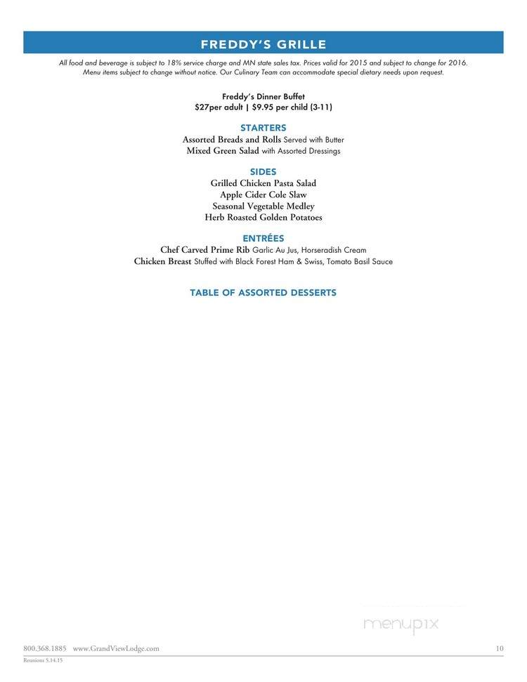 Dining Room At Grand View Ldg - Nisswa, MN menu_pic