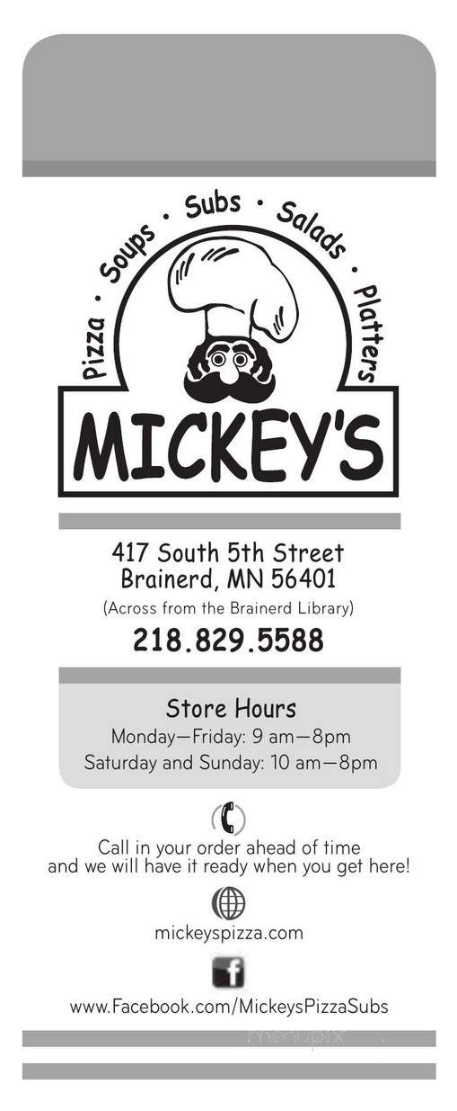 Mickey's - Brainerd, MN menu_pic