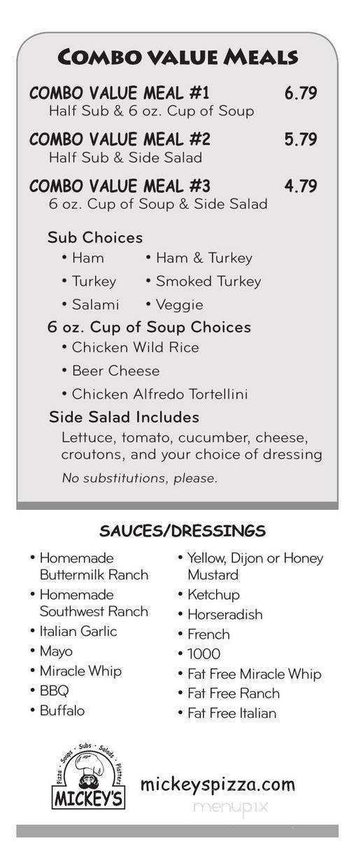 Mickey's - Brainerd, MN menu_pic