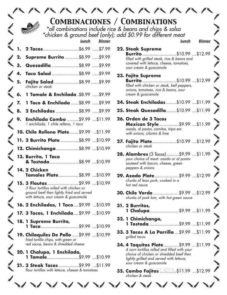 El Carambas - Rochester, MN menu_pic