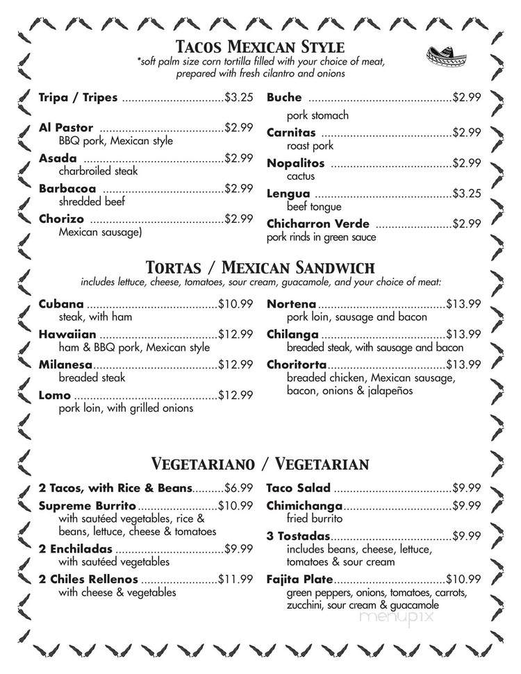 El Carambas - Rochester, MN menu_pic
