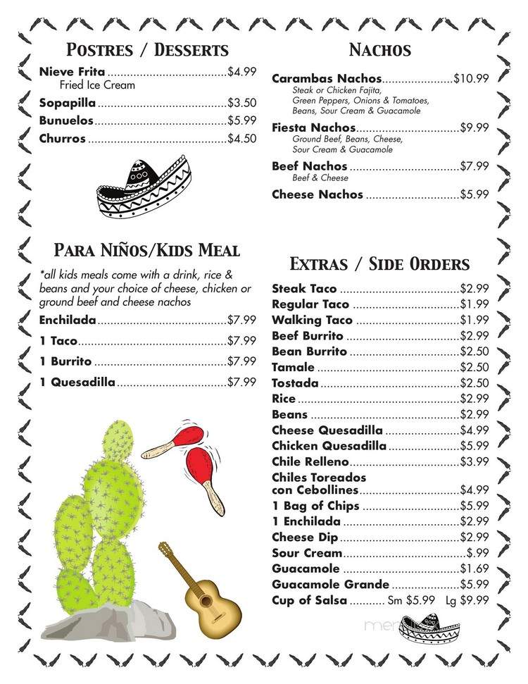 El Carambas - Rochester, MN menu_pic