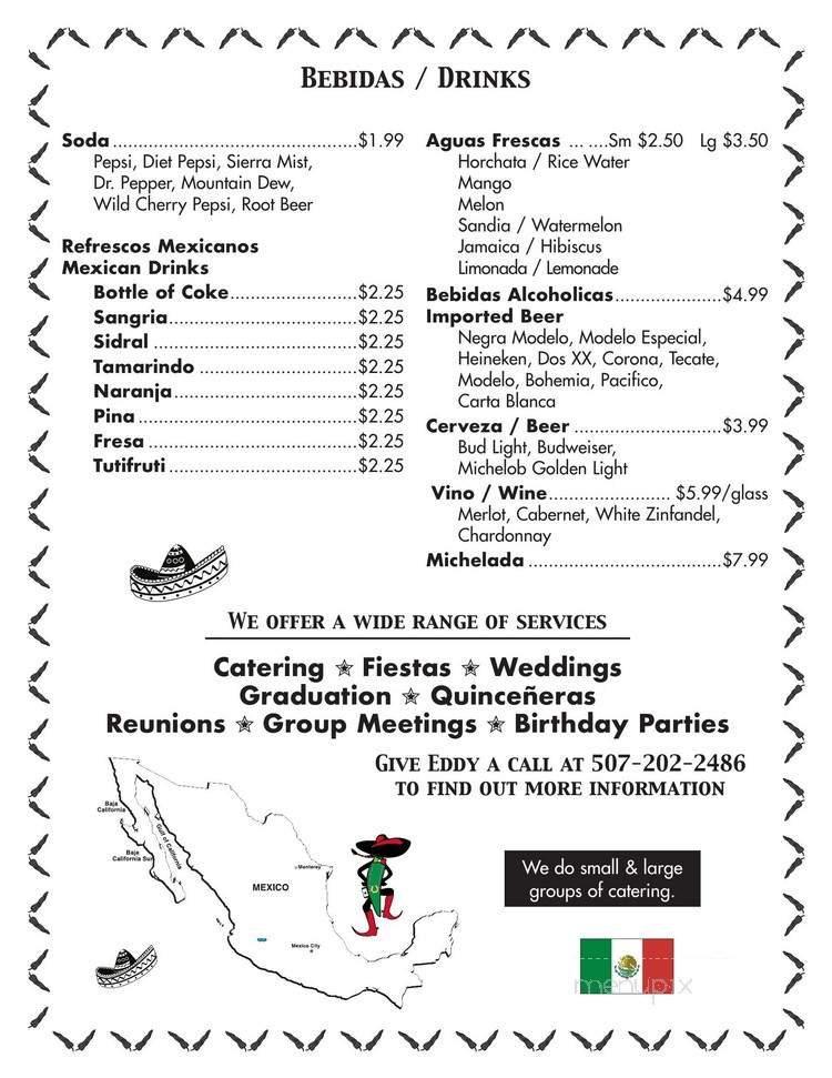El Carambas - Rochester, MN menu_pic