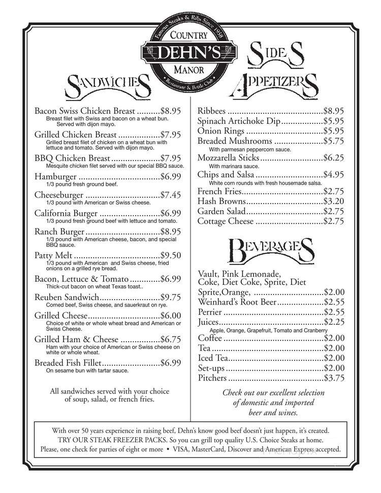 Dehn's Country Manor - Maple Grove, MN menu_pic