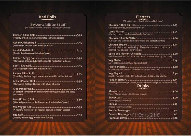 Spice End - Philadelphia, PA menu_pic