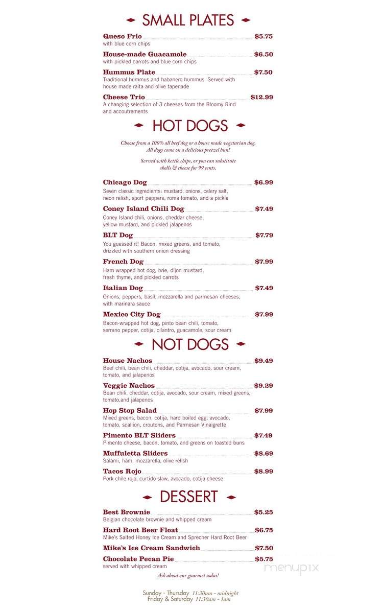 The Hop Stop - Nashville, TN menu_pic