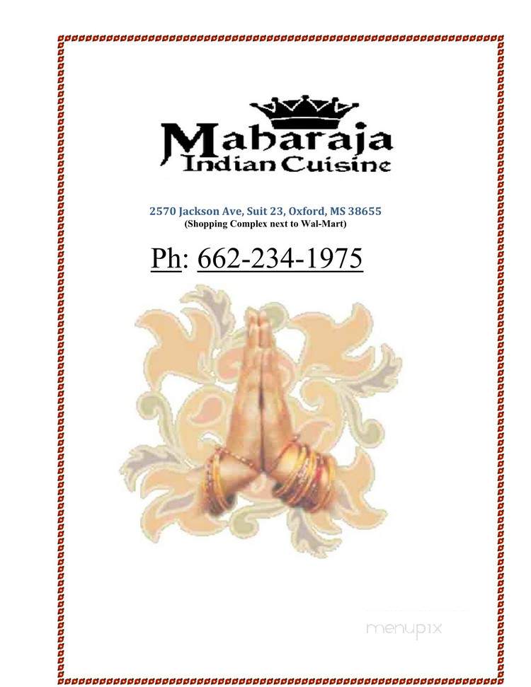 Maharaja Indian Cuisine - Oxford, MS menu_pic