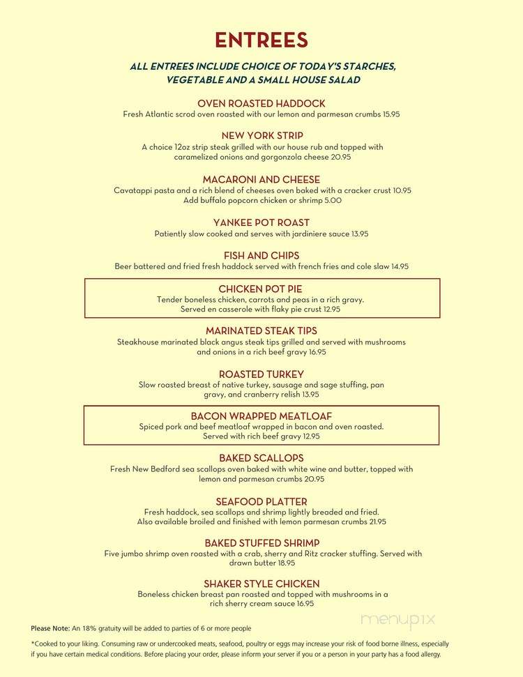 Oxhead Tavern - Sturbridge, MA menu_pic