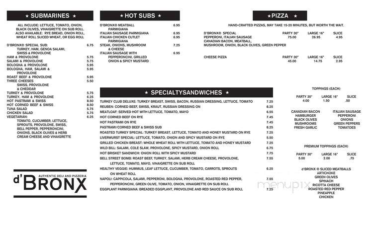 D'Bronx - Kansas City, MO menu_pic