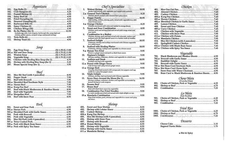 Hunan - Excelsior Springs, MO menu_pic