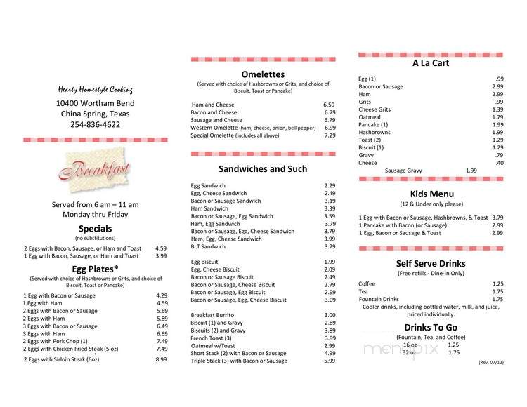 Griff's Grocery-Restaurant - Waco, TX menu_pic