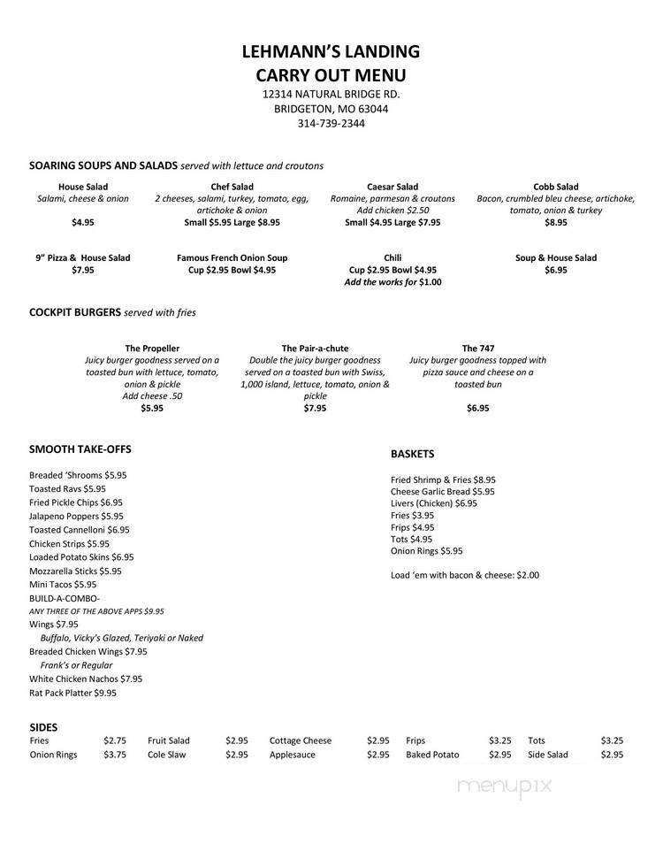 Lehmann's Landing - Bridgeton, MO menu_pic