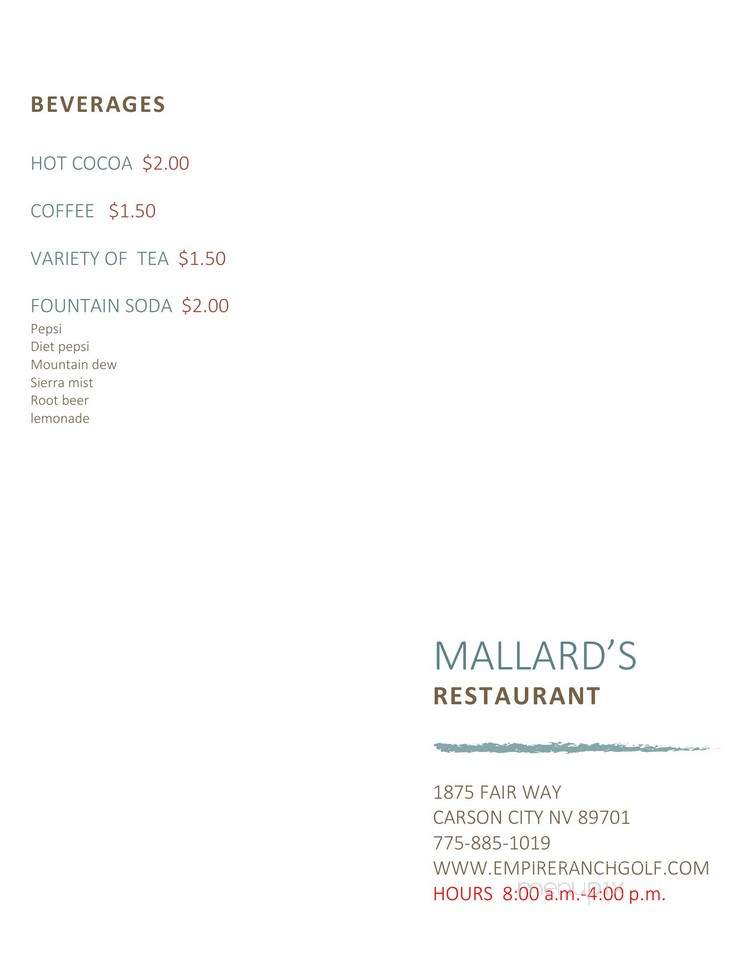 Mallards Restaurant - Carson City, NV menu_pic