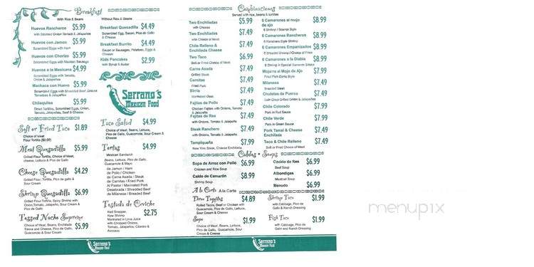 Serrano's Mexican Fast Food - Las Vegas, NV menu_pic