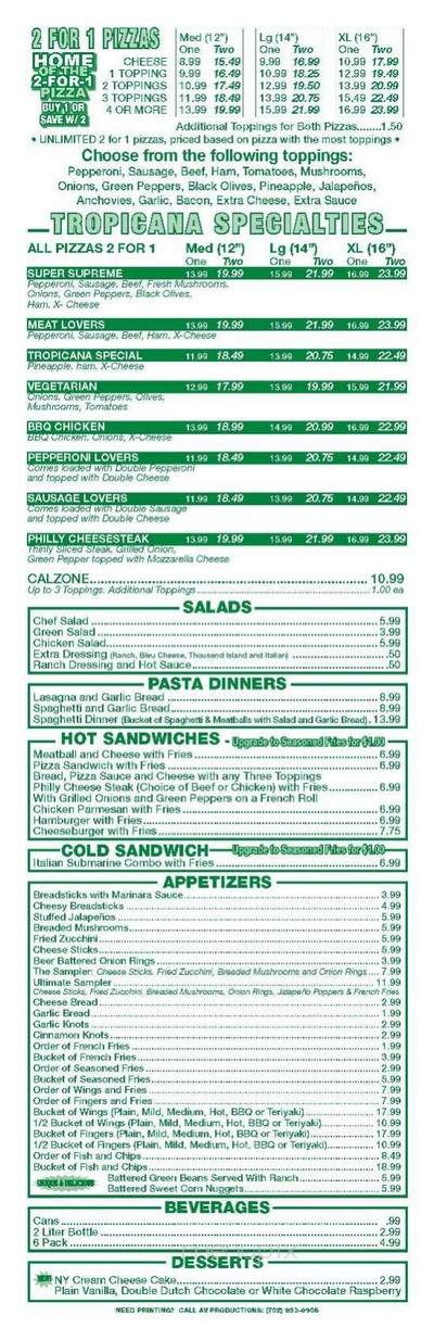 Tropicana Pizza - Las Vegas, NV menu_pic