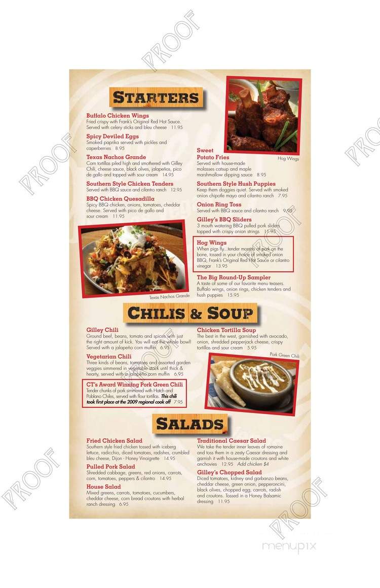 Gilley's Dancehall Saloon - Las Vegas, NV menu_pic