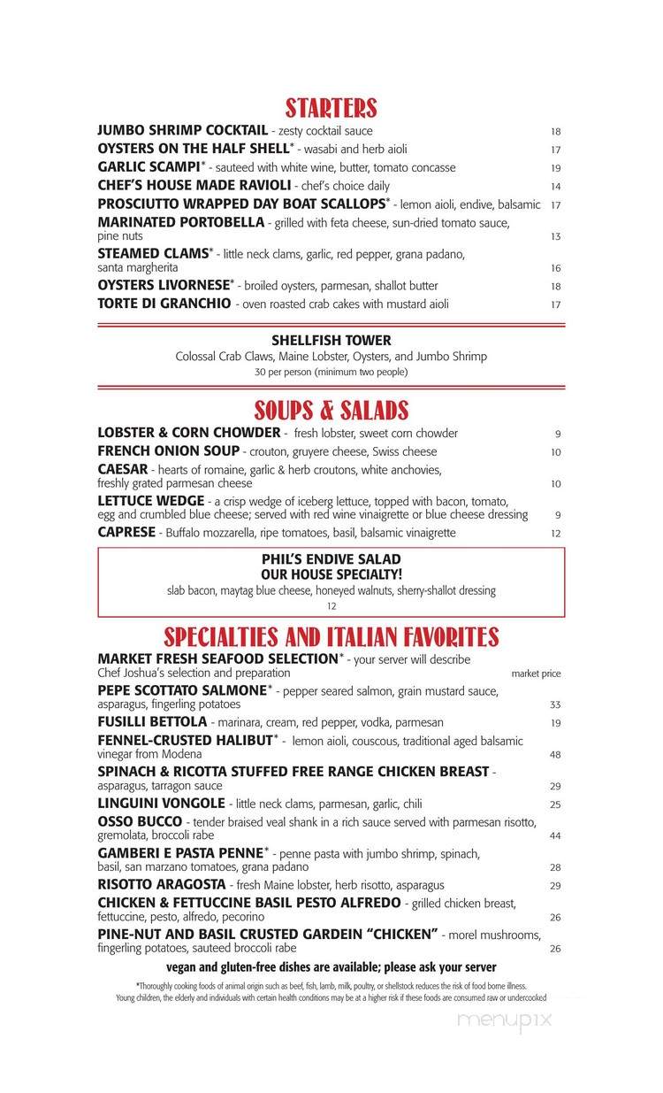 Phil's Italian Steak House - Las Vegas, NV menu_pic