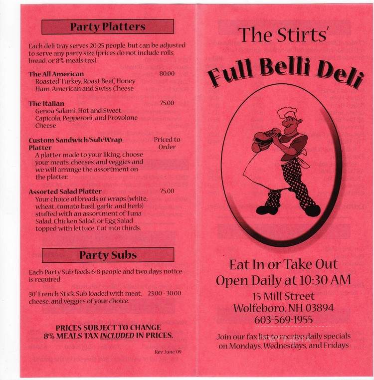 Full Belli Deli - Wolfeboro, NH menu_pic