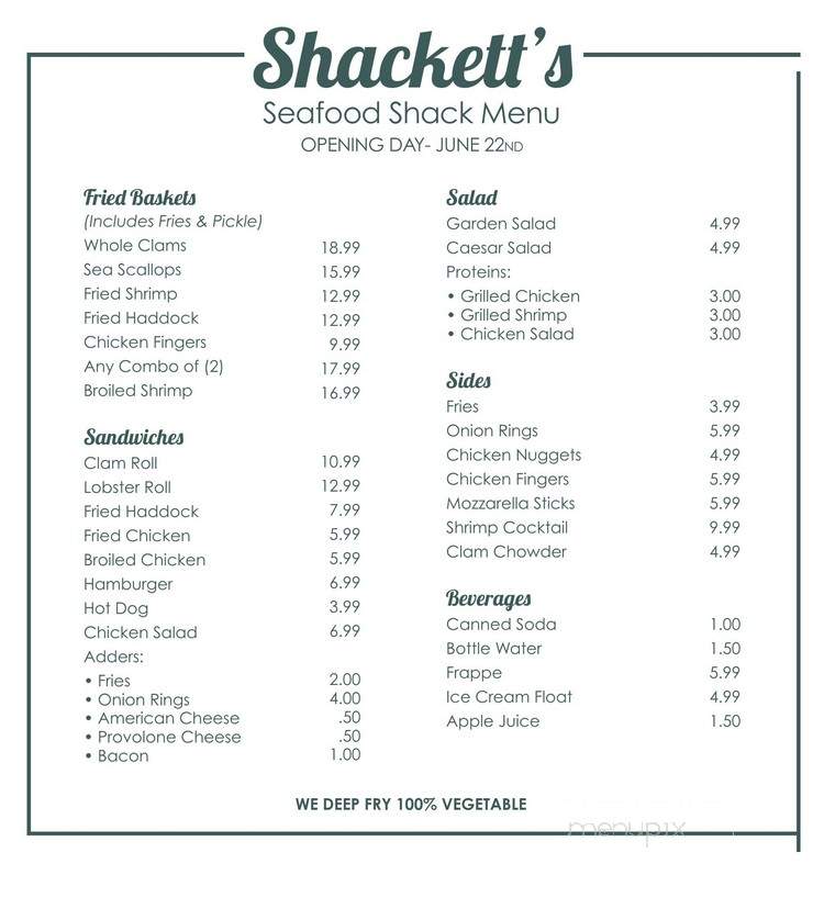 Shackett's Seafood Shack - Bristol, NH