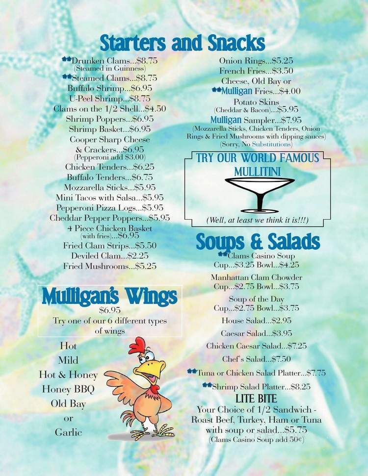 Mulligan's Sports Bar & Grill - Wildwood, NJ menu_pic