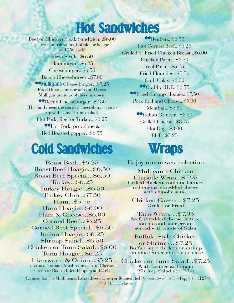 Mulligan's Sports Bar & Grill - Wildwood, NJ menu_pic