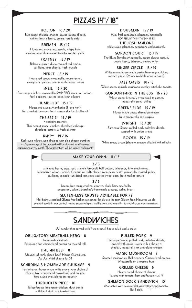 Riverwest Pizza - Milwaukee, WI menu_pic