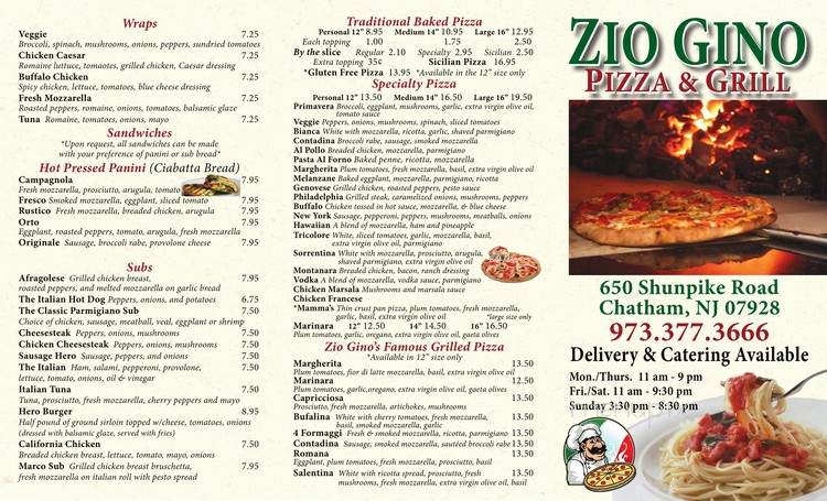 Zio Gino Pizza & Grill - Chatham, NJ
