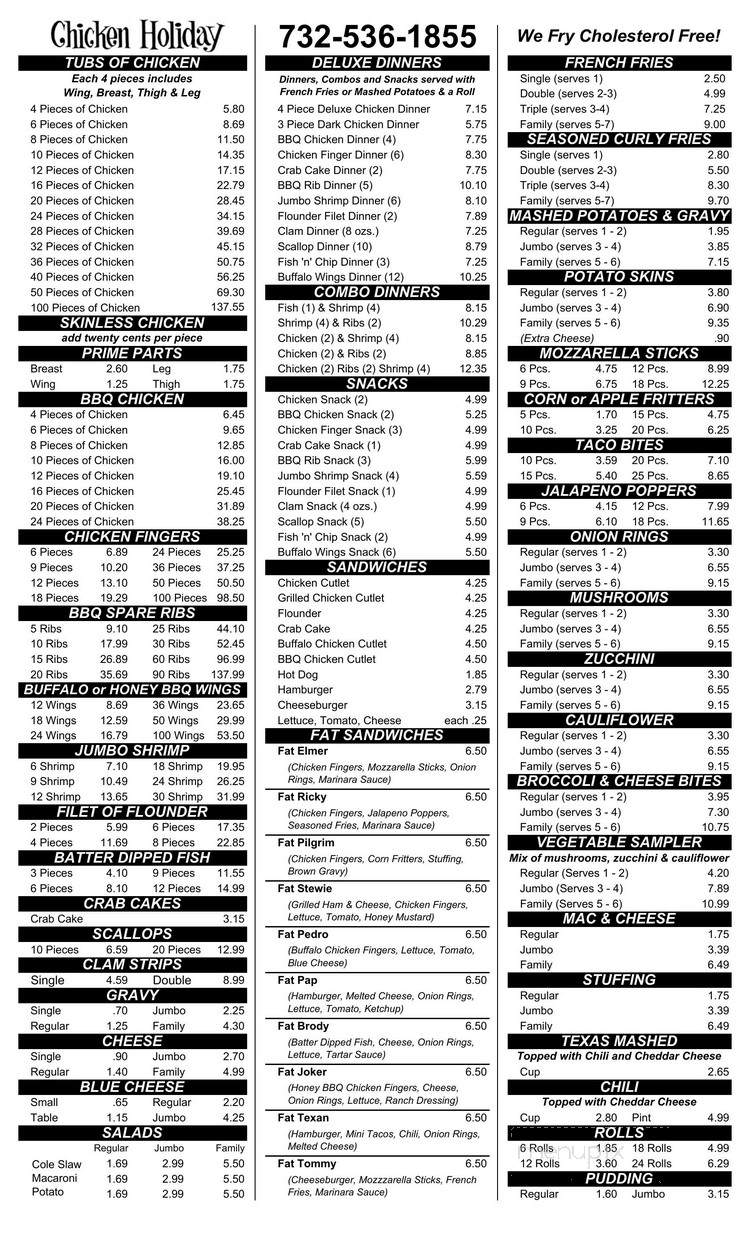 Chicken Holiday Takeout Shop - Manalapan, NJ menu_pic