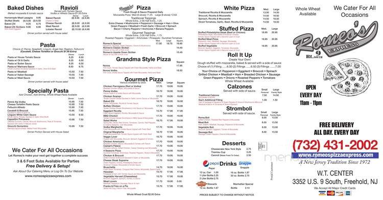 Romeo's Express - Freehold, NJ menu_pic