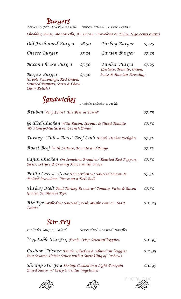 Timbers - Oakland, NJ menu_pic
