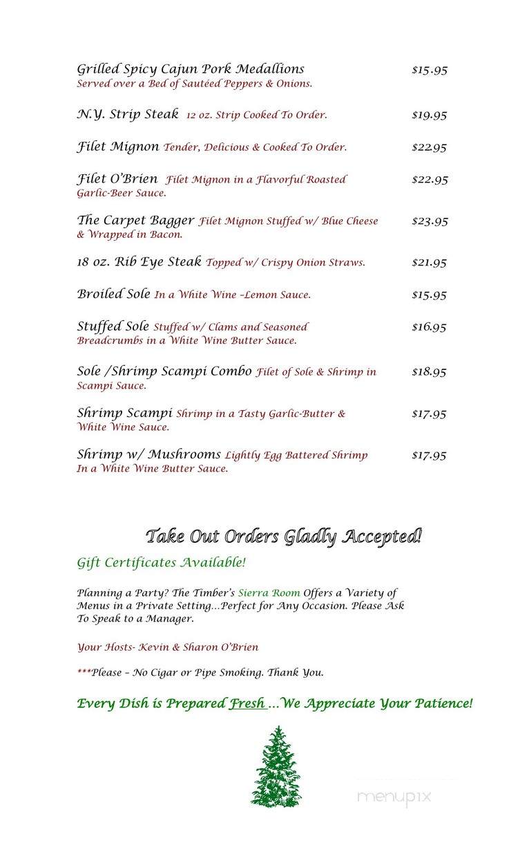 Timbers - Oakland, NJ menu_pic