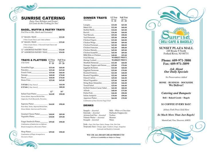 Sunrise Bagel Cafe - Forked River, NJ menu_pic