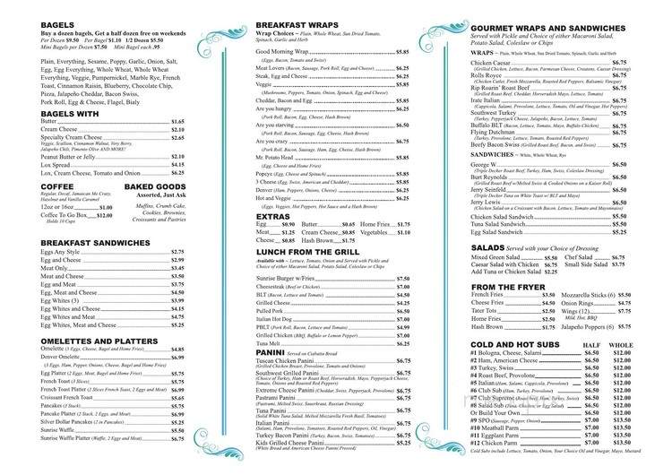 Sunrise Bagel Cafe - Forked River, NJ menu_pic