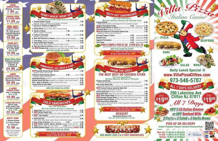Villa Pizzeria Inc - Clifton, NJ menu_pic